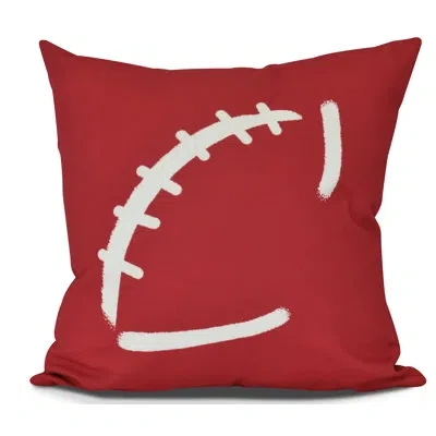 E By Design Goals, Gourds, And Gatherings Football Outdoor Square Pillow Cover And Insert In Red