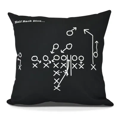 E By Design Goals, Gourds, And Gatherings Half Back Dive Outdoor Square Pillow Cover And Insert In Black