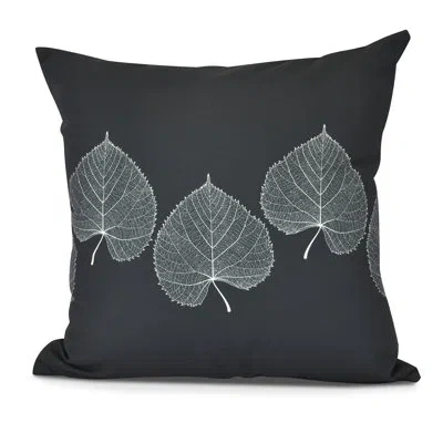 E By Design Goals, Gourds, And Gatherings Leaf Outdoor Square Pillow Cover & Insert In Black