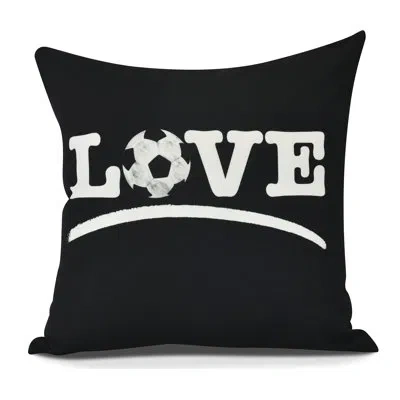 E By Design Goals, Gourds, And Gatherings Love Soccer Word Square Pillow Cover & Insert In Black