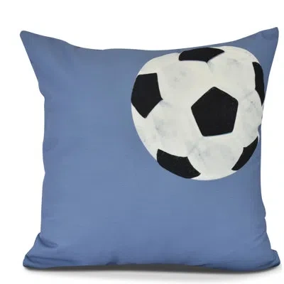 E By Design Goals, Gourds, And Gatherings Soccer Ball Outdoor Square Pillow Cover And Insert In Blue
