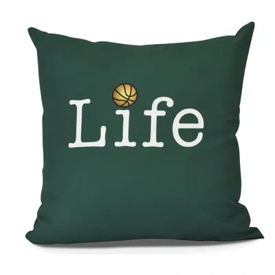 E By Design Goals, Gourds, And Gatherings Word Outdoor Square Pillow Cover & Insert In Green