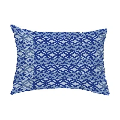 E By Design Greeko Simple Outdoor Rectangular Pillow Cover And Insert In Royal Blue