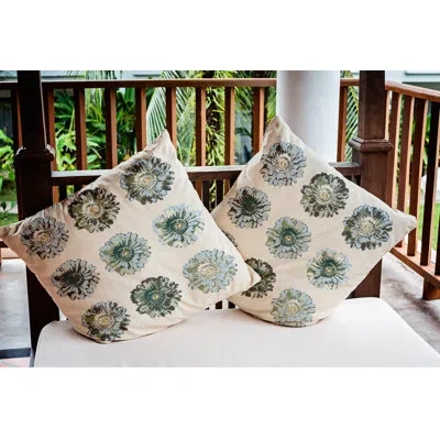 E By Design Gypsy Floral  Indoor/outdoor Throw Pillow In Green
