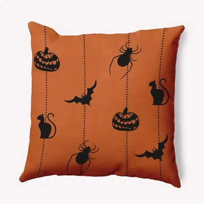 E By Design Halloween Web Indoor/outdoor Throw Pillow In Dusty Orange