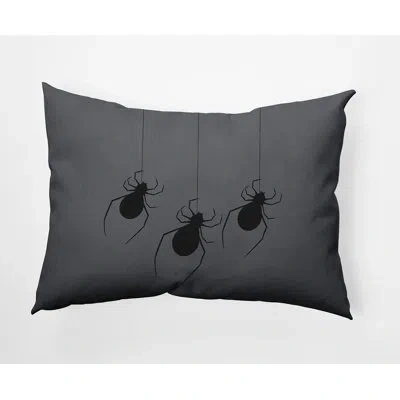 E By Design Hanging Spiders Decorative Throw Pillow Rectangle In Steel Gray