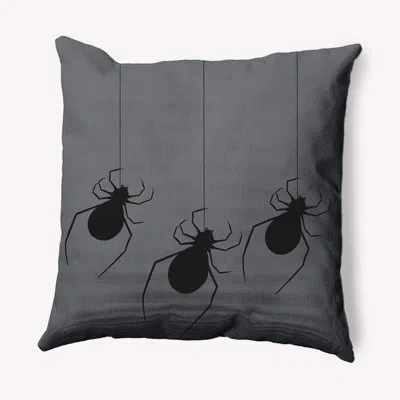 E By Design Hanging Spiders Decorative Throw Pillow Square In Steel Gray