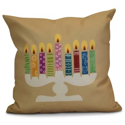 E By Design Hanukkah 2016 Decorative Holiday Geometric Euro Pillow In Taupe
