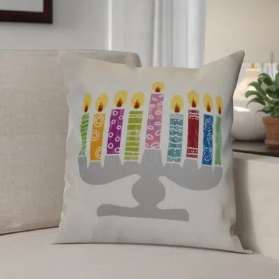 E By Design Hanukkah 2016 Decorative Holiday Geometric Outdoor Throw Pillow In White