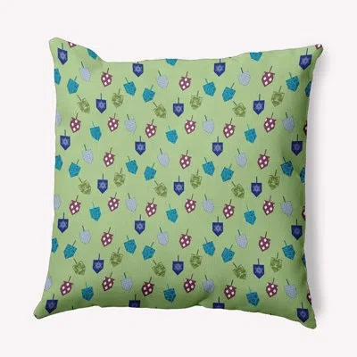 E By Design Hanukkah  Floral Polyester Throw Pillow In Green;green