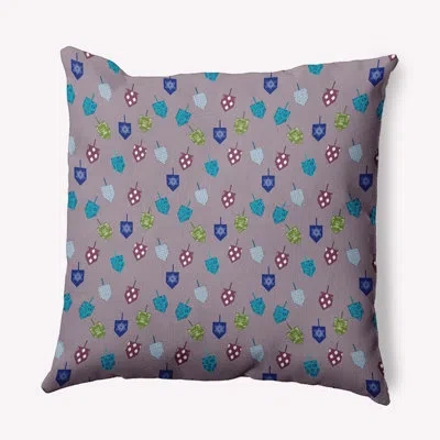 E By Design Hanukkah  Floral Polyester Throw Pillow In Purple