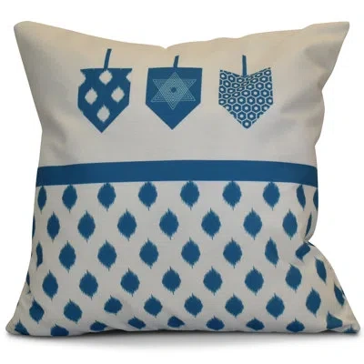 E By Design Hanukkah Outdoor Square Pillow Cover & Insert In Teal