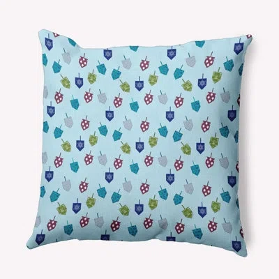 E By Design Hanukkah Polyester Indoor/outdoor Throw Pillow In Blue