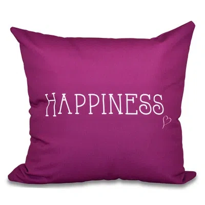 E By Design Happiness Square Pillow Cover & Insert In Purple