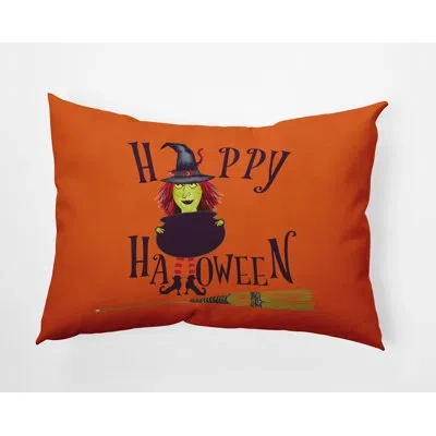 E By Design Happy Halloween Witch Accent Pillow In Dusty Orange