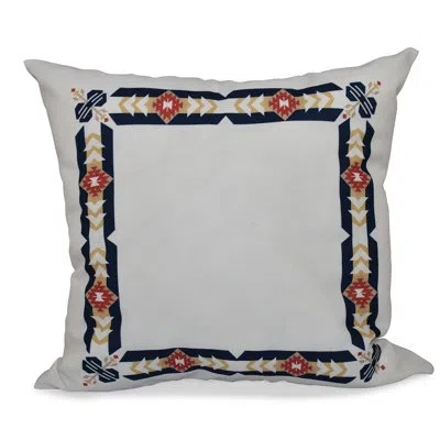 E By Design Happy Hippy Border Square Pillow Cover And Insert In Navy Blue