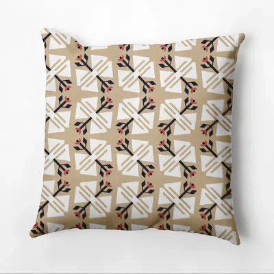 E By Design Happy Hippy Ditsy Geometric Outdoor Pillow Cover & Insert In Taupe