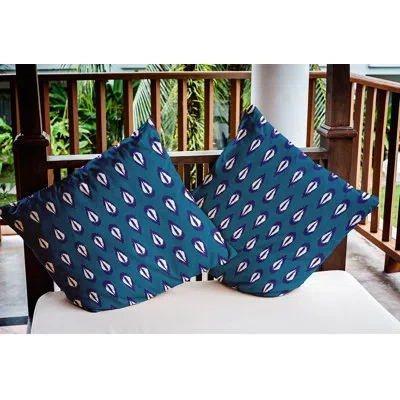 E By Design Happy Hippy Ikat Tears Indoor/outdoor Throw Pillow In Blue