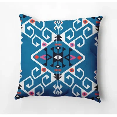 E By Design Happy Hippy Medallion Outdoor Square Pillow Cover And Insert In Blue