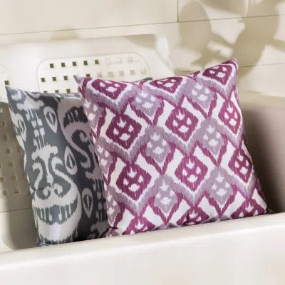 E By Design Happy Hippy Outdoor Square Pillow Cover & Insert In Lavender