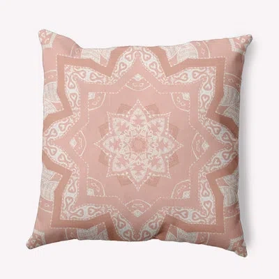 E By Design Happy Hippy Polyester Square Pillow Cover & Insert In Sunwashed Brick