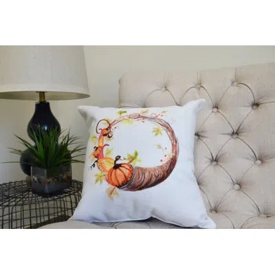 E By Design Harvest Cornicopia Wreath Square Pillow Cover & Insert In Cream