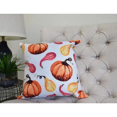 E By Design Harvest Gourds Galore Square Pillow Cover & Insert In Cream