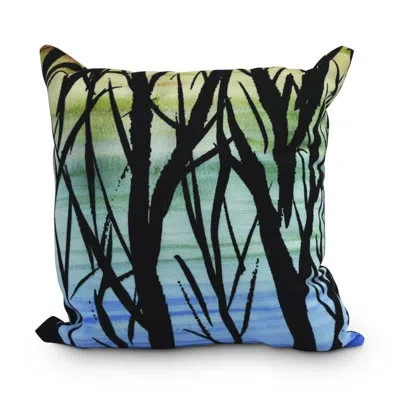 E By Design Harvest Sunset Branches Outdoor Square Pillow Cover & Insert In Blue