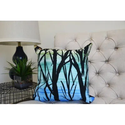 E By Design Harvest Sunset Branches Square Pillow Cover & Insert In Blue