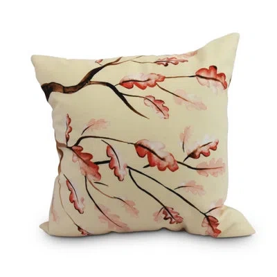 E By Design Harvest Wild Oak Branch Outdoor Square Pillow Cover And Insert In Cream