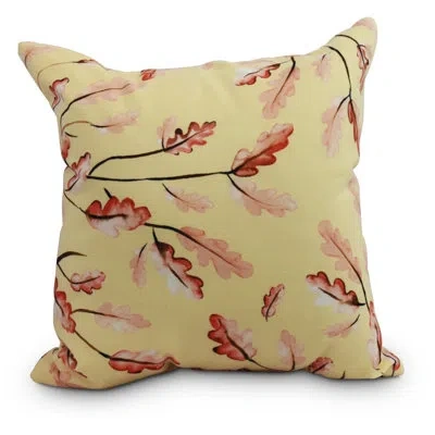 E By Design Harvest Wild Oak Leaves Outdoor Square Pillow Cover & Insert In Cream