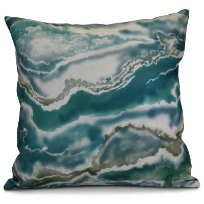 E By Design Hh Revival Outdoor Square Pillow Cover & Insert In Teal