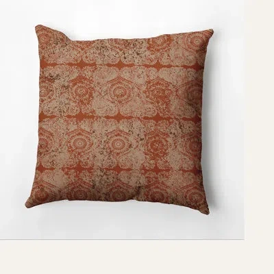 E By Design Hh Revival Patina Outdoor Square Pillow Cover & Insert In Orange,rust
