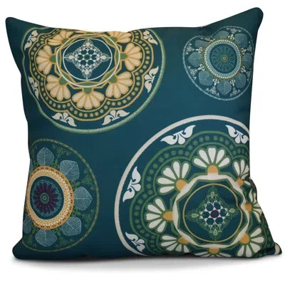 E By Design Hh Revival Square Pillow In Teal