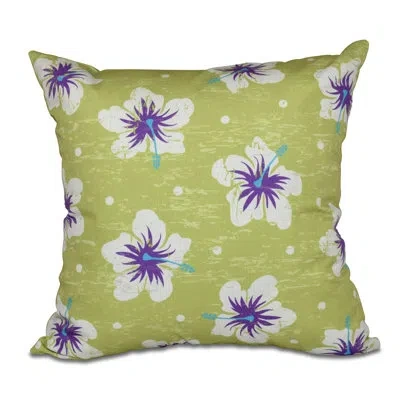 E By Design Hibiscus Blooms Pillow Cover & Insert In Light Green
