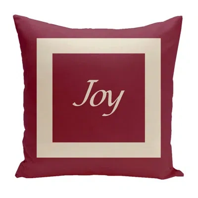 E By Design Holiday Brights Joy Square Pillow Cover & Insert In Cranberry,shearling