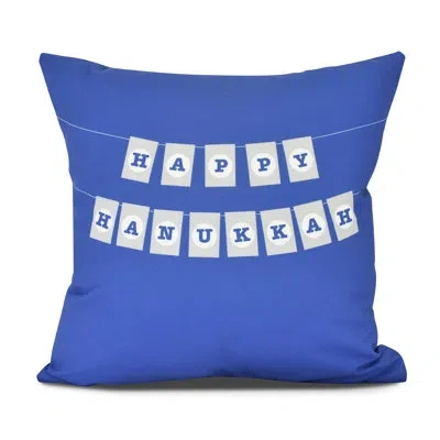 E By Design Holiday Essence Banner Day Square Pillow Cover & Insert In Royal Blue