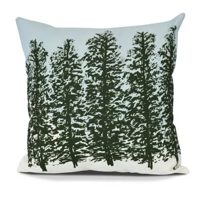 E By Design Holiday Essence Hidden Forrest Square Pillow Cover & Insert In Green