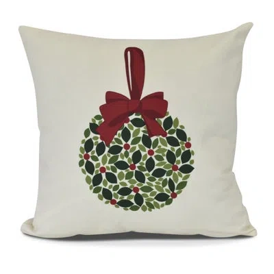 E By Design Holiday Essence Mistletoe Me Floral Print Outdoor Throw Pillow Cover & Insert In Cream
