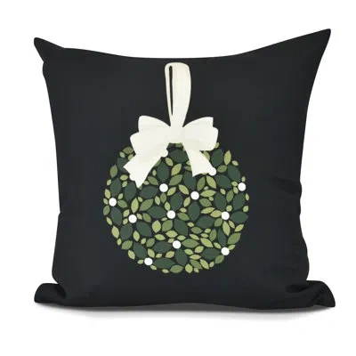 E By Design Holiday Essence Mistletoe Me Square Pillow Cover And Insert In Black
