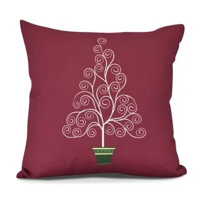 E By Design Holiday Essence Square Outdoor Pillow In Burgundy