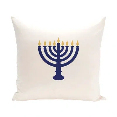 E By Design Holiday Geometric Print Light The Menorah Throw Pillow In White