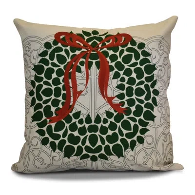 E By Design Holiday Wishes Square Outdoor Pillow In Green