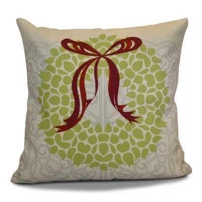 E By Design Holiday Wishes Square Pillow Cover & Insert In Gray,light Green