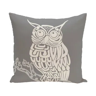 E By Design Hootie Square Pillow Cover And Insert In Grey