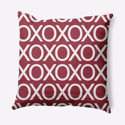 E By Design Hugs And Kisses Valentines Decorative Square Pillow Cover & Insert In Brick