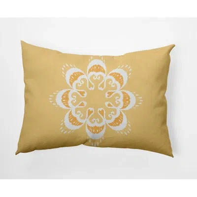 E By Design Ikat Mandala Decorative Rectangular Pillow Cover & Insert In Sunshine Yellow
