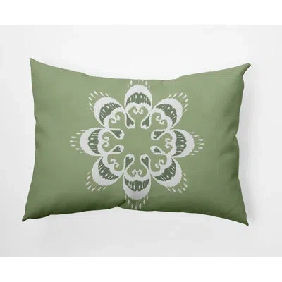E By Design Ikat Mandala Outdoor Rectangular Pillow Cover & Insert In Sage Green