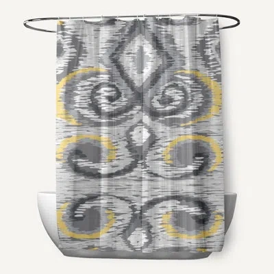 E By Design Ikat's Meow Geometric Print Single Shower Curtain In Paloma