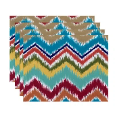 E By Design Ikat-arina Stripes 18" Placemat In Caribbean